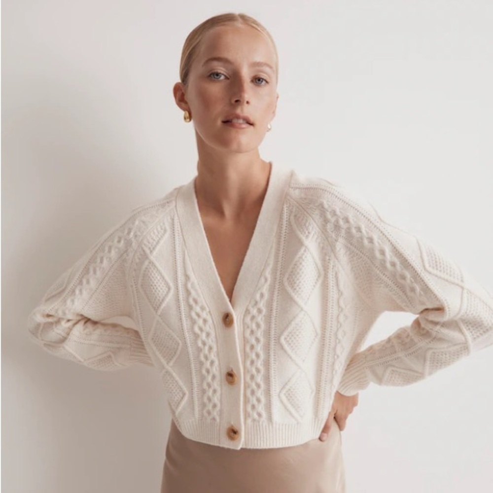 Madewell Cream Cable-Knit Button Cardigan - Picture 3 of 3